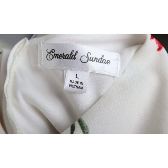 EMERALD SUNDAE - WOMEN'S WHITE FLORAL PRINT FIT & FLARE DRESS - SIZE L - Picture 6 of 6